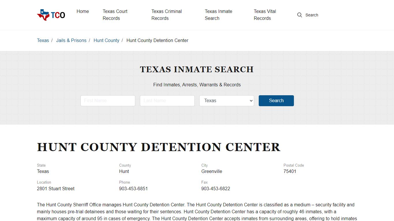 Hunt County Detention Center - txcountyoffices.org